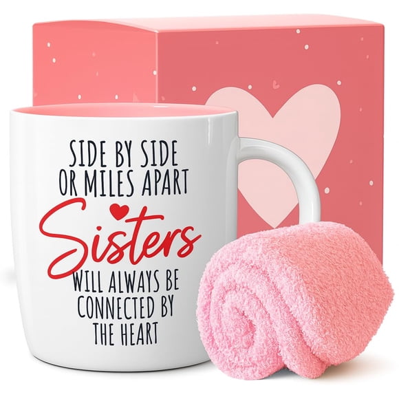 Triple Gifffted Tasse à Café et Chaussettes « Meilleure Sœur de Tous les Temps », Cadeaux pour Petites et Grandes Sœurs de la Part du Frère, Bir