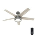 thumbnail image 5 of Hunter 52 inch Indoor Ceiling Fan with LED Light and Remote Control - Standard Mount Ceiling Fan, 5 Blades, For Bedroom, Living Room, or Kitchen, Quiet - Burroughs 52423, Matte Silver, 5 of 17