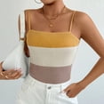 thumbnail image 7 of Ahdbta Womens Camisole Tops Striped Color Block Square Neck Ribbed Tank Tops Spaghetti Straps Sleeveless Summer Shirts, 7 of 7