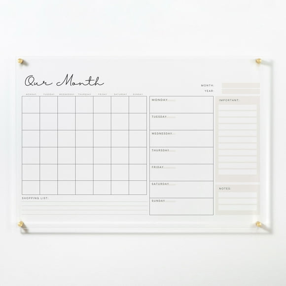 Calendrier Hebdomadaire Mensuel - Neutre