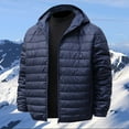 thumbnail image 2 of Men's Light Jacket Hooded Casual Short Winter Jacket Solid Color Hooded Zipper Warm Jacket, 2 of 4