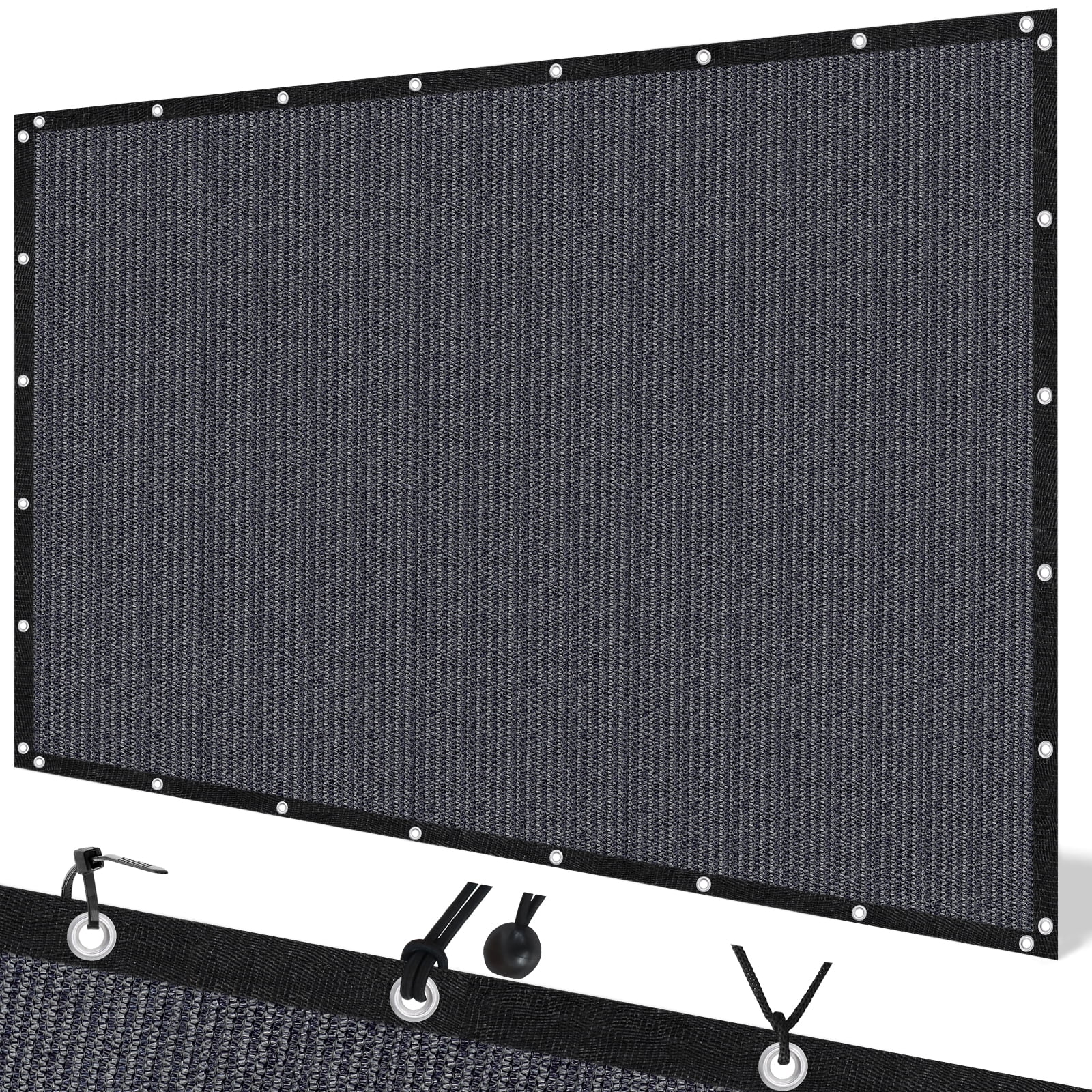 Jane Stone 5'X12' Rectangular 200 GSM UV Protected 100% HDPE Shade Cloth with Grommets,90% UV Block Outdoor Canopy Screen,Blue Gray