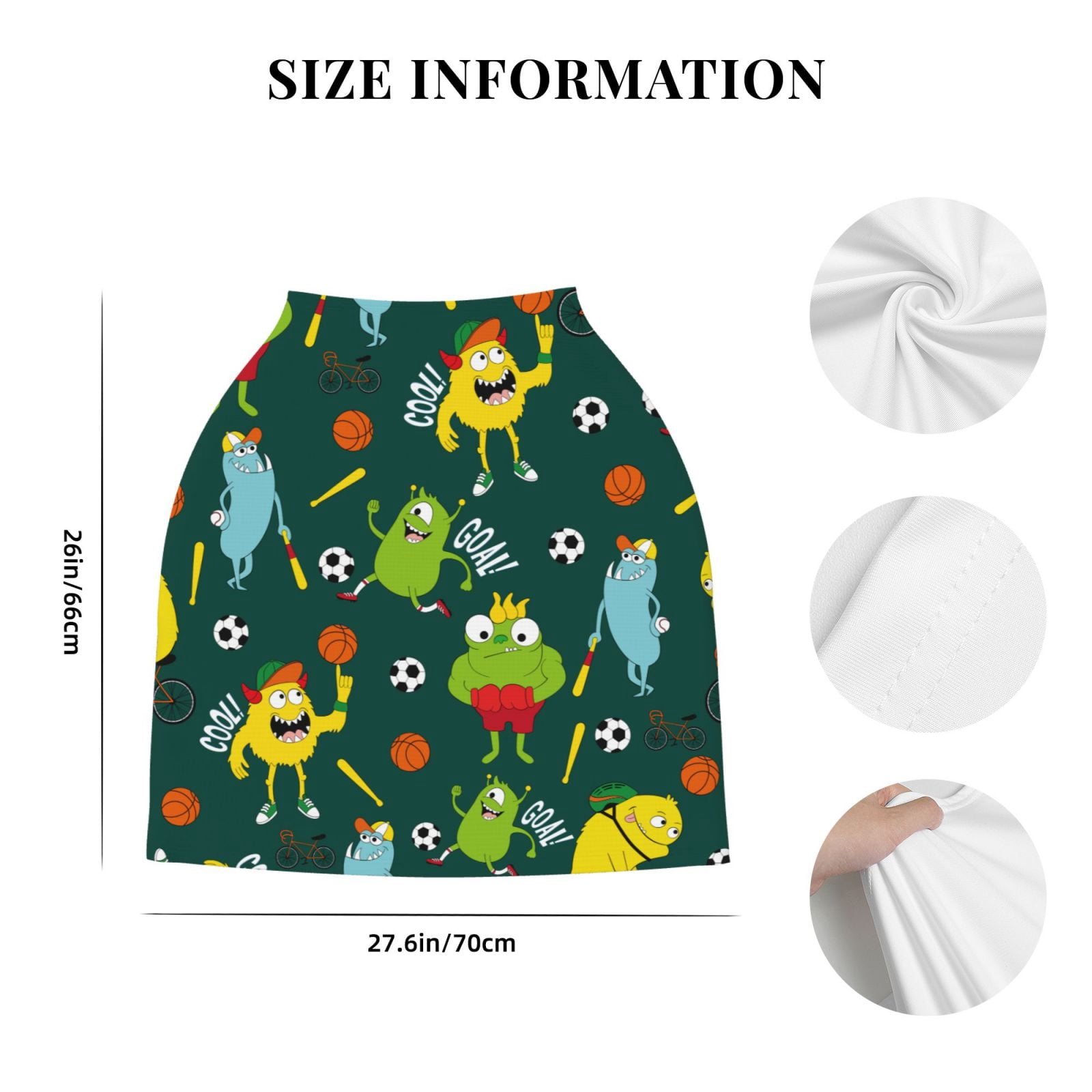 Fotbe Sport Monster Pattern Car Seat Covers for Babies, Nursing Breastfeeding Cover Infant Carseat Canopy, Soft Stretchy Carrier Cover