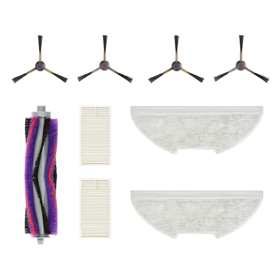 Authentic Replacement Parts Accessories Compatible for E10s Robot Vacuum Cleaner, Replacement Kit Include: 1 Roller Brush   2 HEPA Filter   4 Edge-Sweeping Brush   2 Mop Pad