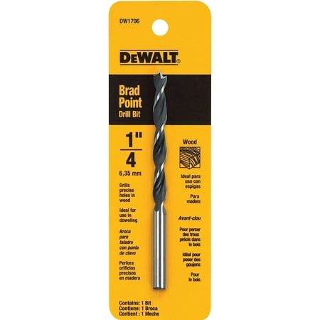 UPC: 0028877463360 | DeWALT DW1706 Wood Bit Drill Bit Twist Flute 2-1/2 in L Flute Straight Shank 1/4 in Dia Shank