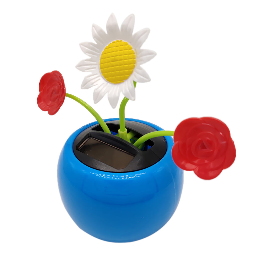 3pcs/Set Solar Powered Flower Insect Dancing Doll Toy Home Decor Car Ornament Flowerpot Toy Figure