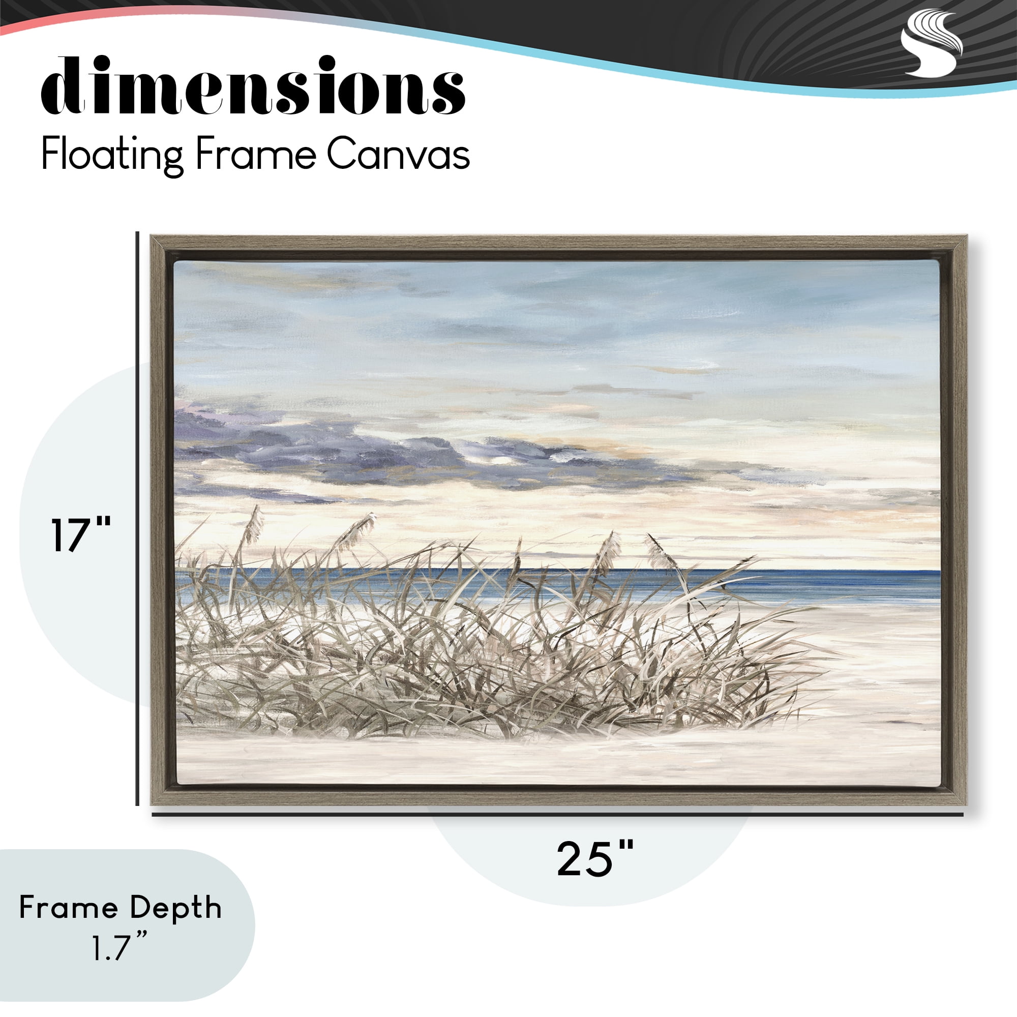 Stupell Industries Windy Beaches Landscape Brown Framed Floater Canvas Wall Art, design by Julie DeRice