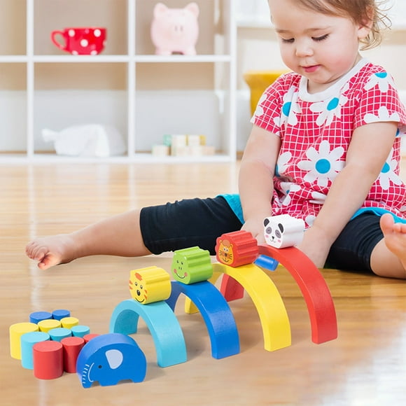 Black of Friday Deals kkbbma Toys under $5 Juguetes de equilibrio de madera Toy de equilibrio de carácter de madera colorido para niños El juego de apilamiento temprano promueve la coordinación