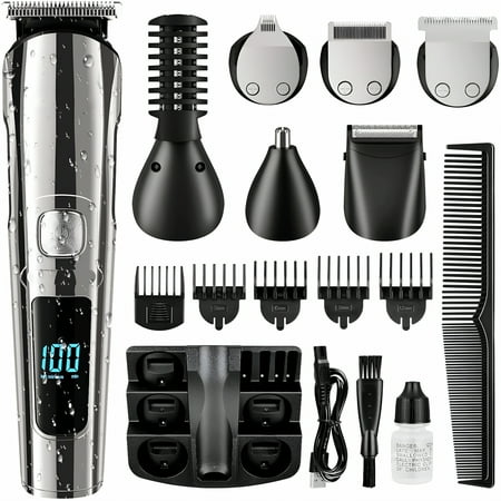 EXLEAF 2026 New Beard Trimmer,Cordless Hair Clippers Hair Trimmer for Men,Waterproof Body Mustache Nose Ear Facial Cutting Groomer,Electric Shaver All in 1 Grooming Kit,Usb Rechargeable & Led Display