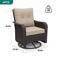 thumbnail image 3 of Kullavik 4 Pieces Patio Swivel Rocker Wicker Chairs Set – Outdoor Swivel Rocking Chairs with Thickened Cushions, All-Weather Wicker Patio Furniture Conversation Set for Garden, Deck, Backyard,Khaki, 3 of 9