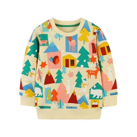 

Bjutir Casual Long Sleeve Tops For Toddler Boy S Girl S Cartoon Prints Long Sleeves Crewneck Pullover Sweatshirt