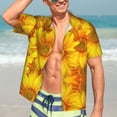 thumbnail image 5 of Lsque 3D Sunflowers pattern Hawaiian Shirt for Men, Unisex Summer Beach Casual Short Sleeve Button Down Shirts-X-Large, 5 of 9