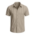 thumbnail image 6 of LNWUY (S-5XL) Plus Size Men's Cuban Guayabera Shirt Short Sleeve Button Down Shirts Casual Summer Beach Linen Shirts Gray XXL, 6 of 7