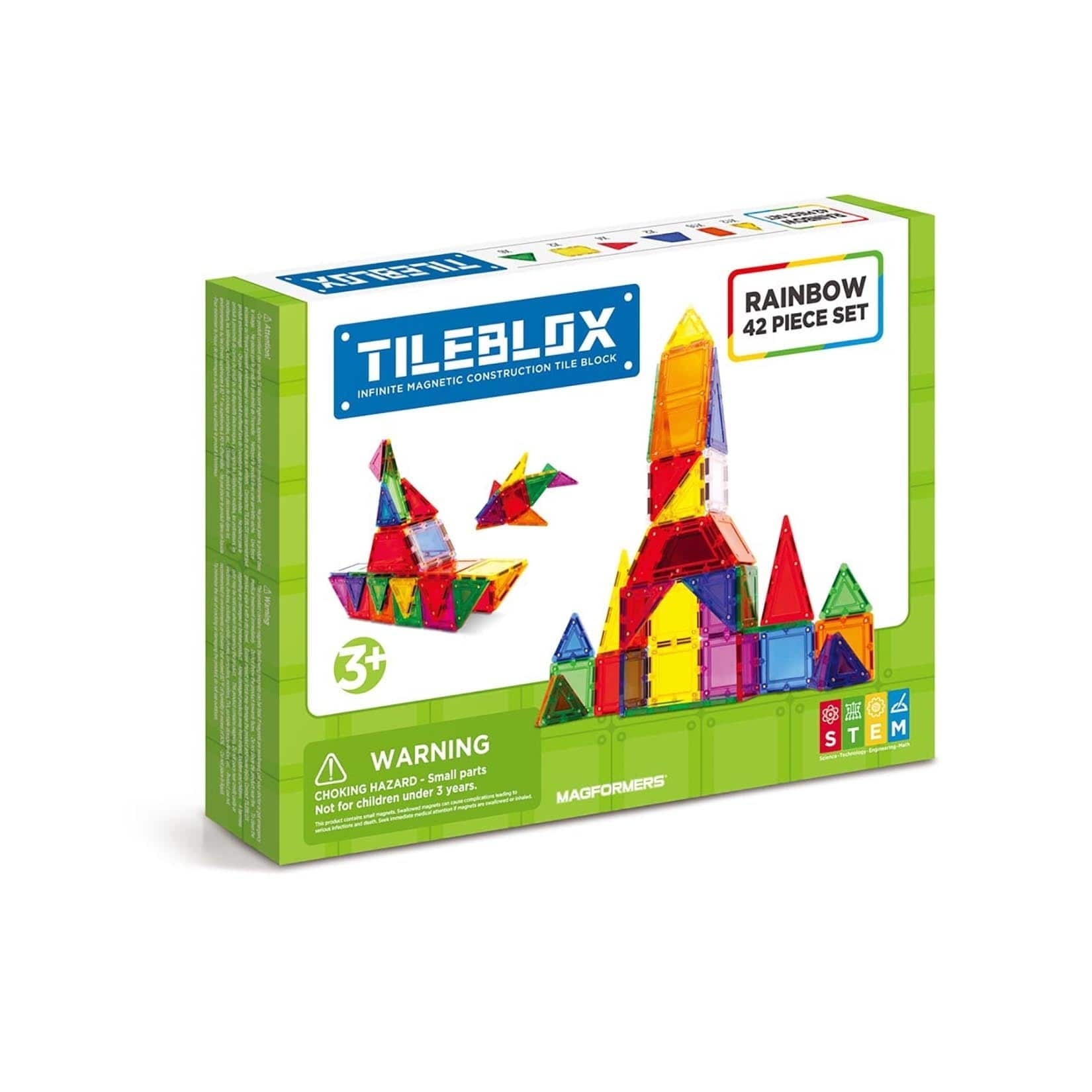 Tileblox Rainbow 14 pieces Set w/Magnetic Activity Board Building Blocks Toy 3+ 
