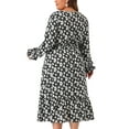 thumbnail image 4 of DARING DIVA Plus Size Floral Print V Neck Long Sleeve Maxi Dress 4X Black, 4 of 6