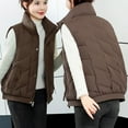 thumbnail image 2 of CYRBOKO Women's Puffer Vests, Thermal Full Zip Sleeveless Stand Collar Winter Outerwear with Pockets Coffee Size M, 2 of 8