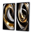 thumbnail image 3 of Designart "Black White Gold Swirl Liquid Dimension III" Abstract Spirals Framed Wall Art Set Of 2 - Transitional Gold Gallery Wall Frame Set For Home Decor, 3 of 6