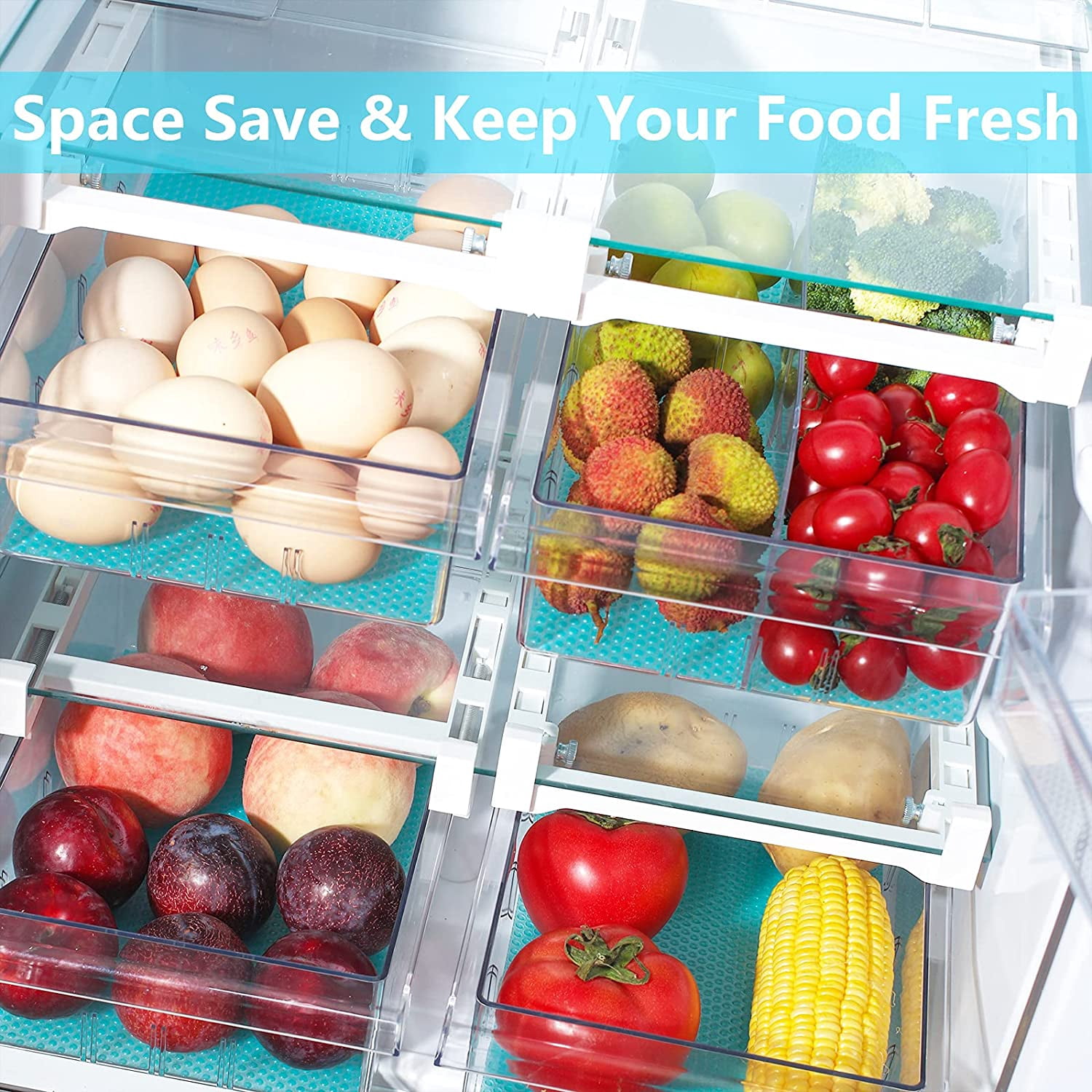 Refrigerator Organizer Bins with Handle -  2PCS Pull-out Fridge Drawer Organizer Refrigerator Storage Box Refrigerator Egg Drawer