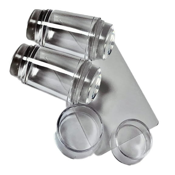 Vonrui 2 pcs Double Sided Nail Art Stamper Clear Silicone Nail Stamper Jelly with Scraper, Transparent Nail Art Stamping Kit French for Manicure Plate Stamp Polish Stencil Template Seal