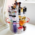 thumbnail image 4 of Organizador de maquillaje giratorio, caja de soporte de exhibición de perfumes cosméticos de joyería ajustable de cristal giratorio de 360 grados, 380 x 260 mm 8 capas Gran capacidad de almacenamiento de maquillaje para tocador, dormitorio, baño, 4 of 6