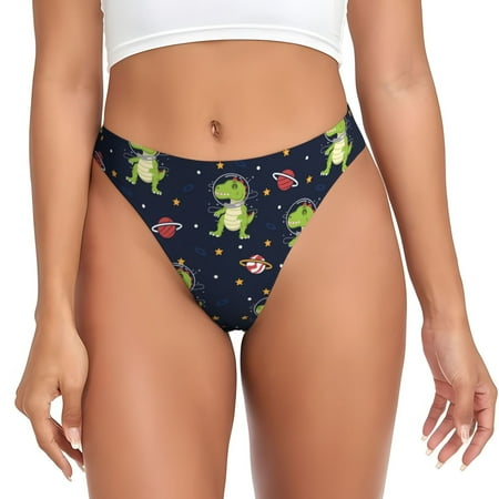 Adobk Dinosaur Astronaut Print Seamless Women Underwear Thongs No Show Ladies Thong No Line Breathable Comfortable Panties Undies for Women-3X-Large
