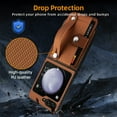 thumbnail image 5 of Innens Case with Credit Card Holder for Samsung Galaxy Z Flip 5 5G Wristband Stand Leather Phone Cover, Brown, 5 of 10