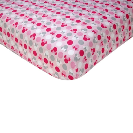 - Disney Minnie Mouse Polka Dots 100% Cotton Fitted Crib Sheet