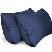 Lirex Queen Size Pillow Cases Set, 2-Pack 20 x 30 Inch Brushed Microfiber Pillow Covers, Blue