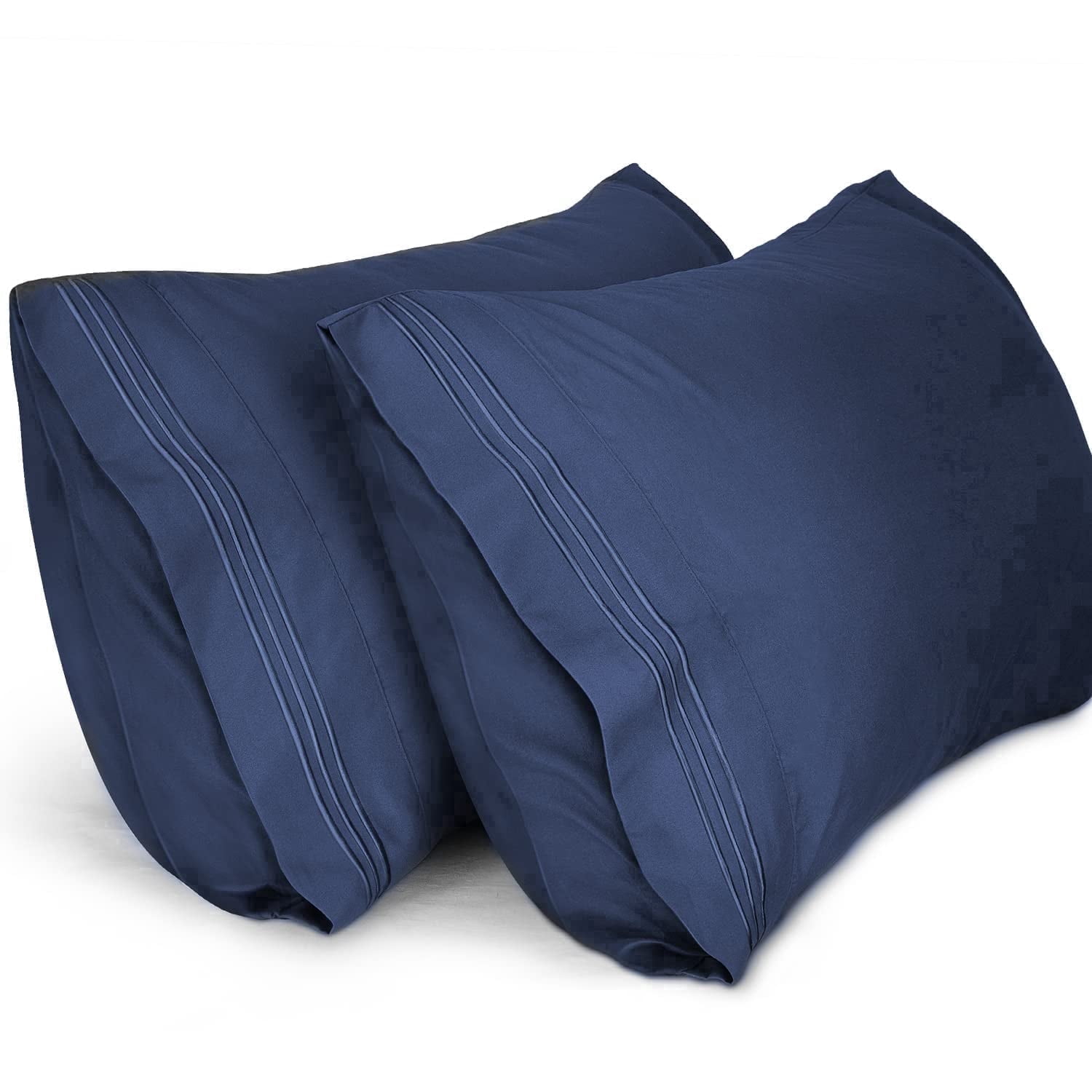 Lirex Queen Size Pillow Cases Set, 2-Pack 20 x 30 Inch Brushed Microfiber Pillow Covers, Blue