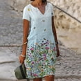 thumbnail image 2 of Vestidos de manga corta para mujer Vestido de tirantes con estampado de flores a la moda Vestido con cuello en V hasta la rodilla Pompotops ghjkhdj16690, 2 of 5