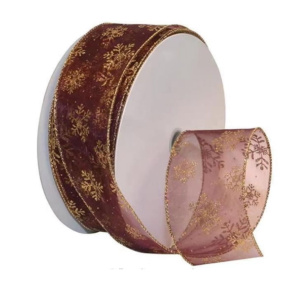 XmhyTop Christmas Ribbon, 2.48Inch x 10yards White Snowflake Ribbon Christmas Ribbon for Crafts Making Gift Wrapping Winter Holiday Xmas Decor-Brown