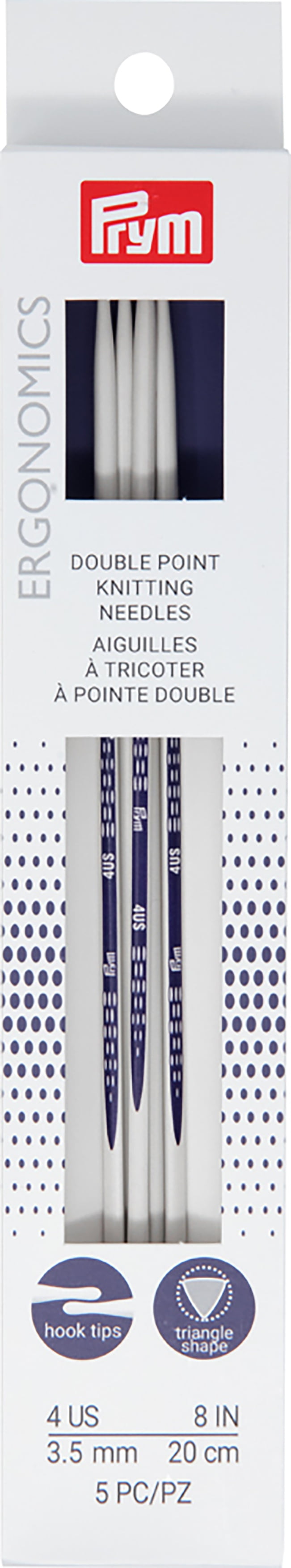 Prym Ergonomics Carbon Double Point Knitting Needles - 4.0mm, Set Of 5, For Tight Stitches