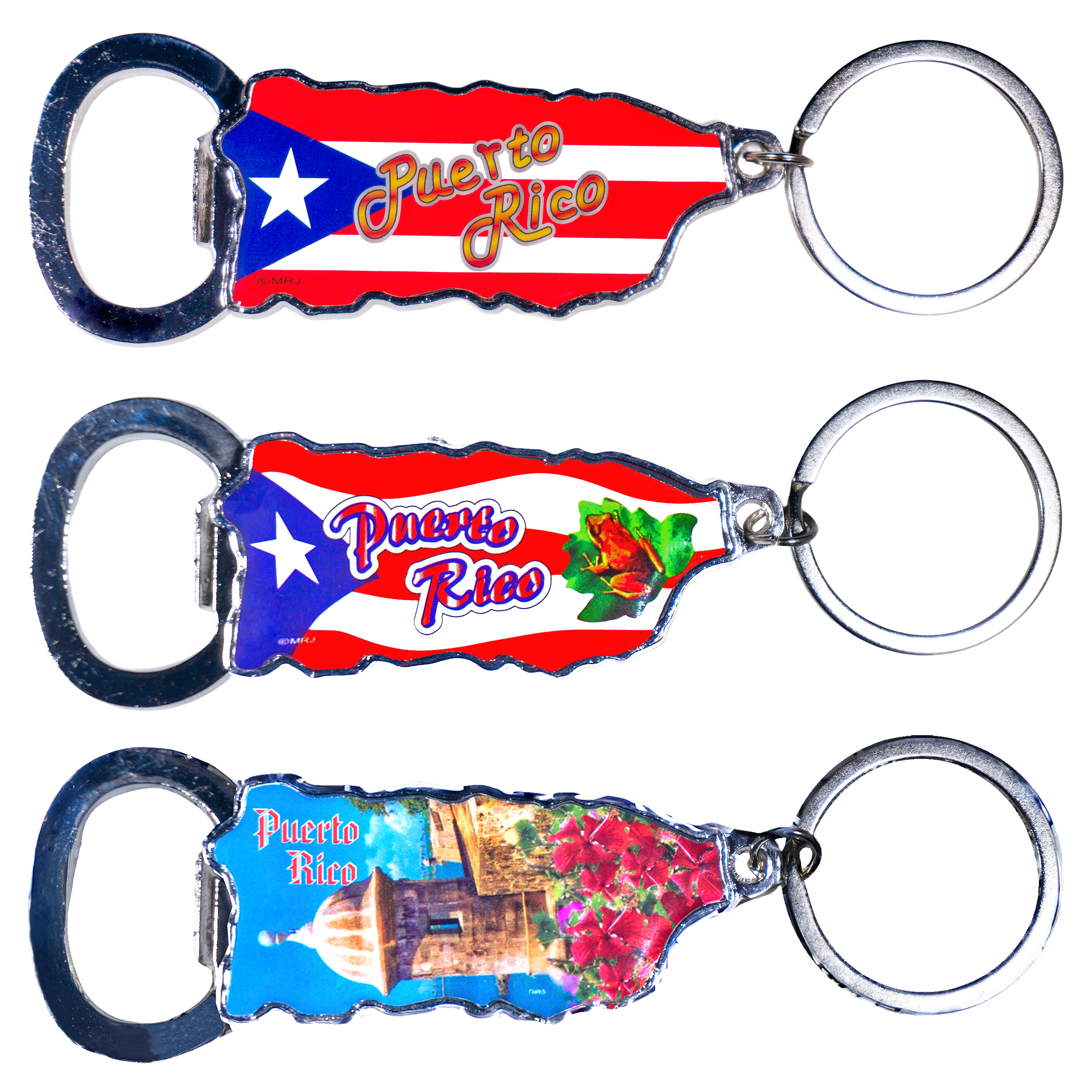 Mrj Souvenirs Llavero Destapador Bandera Forma Isla Pr