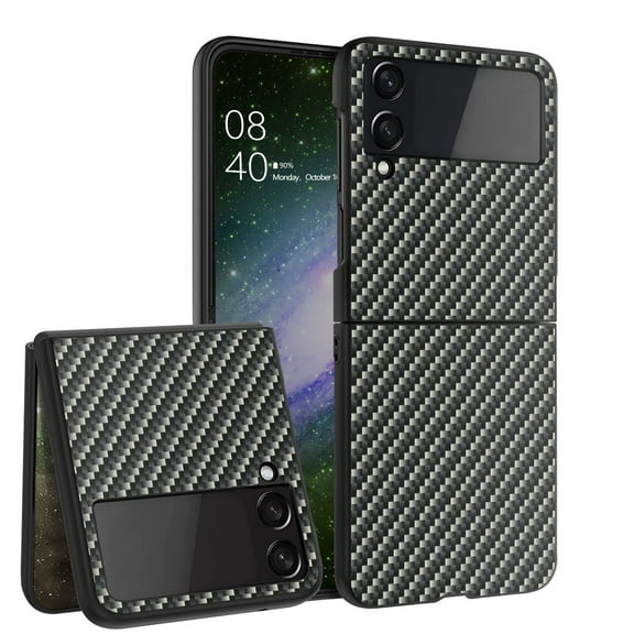 ANJ  Hard Protective Printed Case Cover Compatible with Samsung Galaxy Z Flip 4 - Carbon Fiber Print