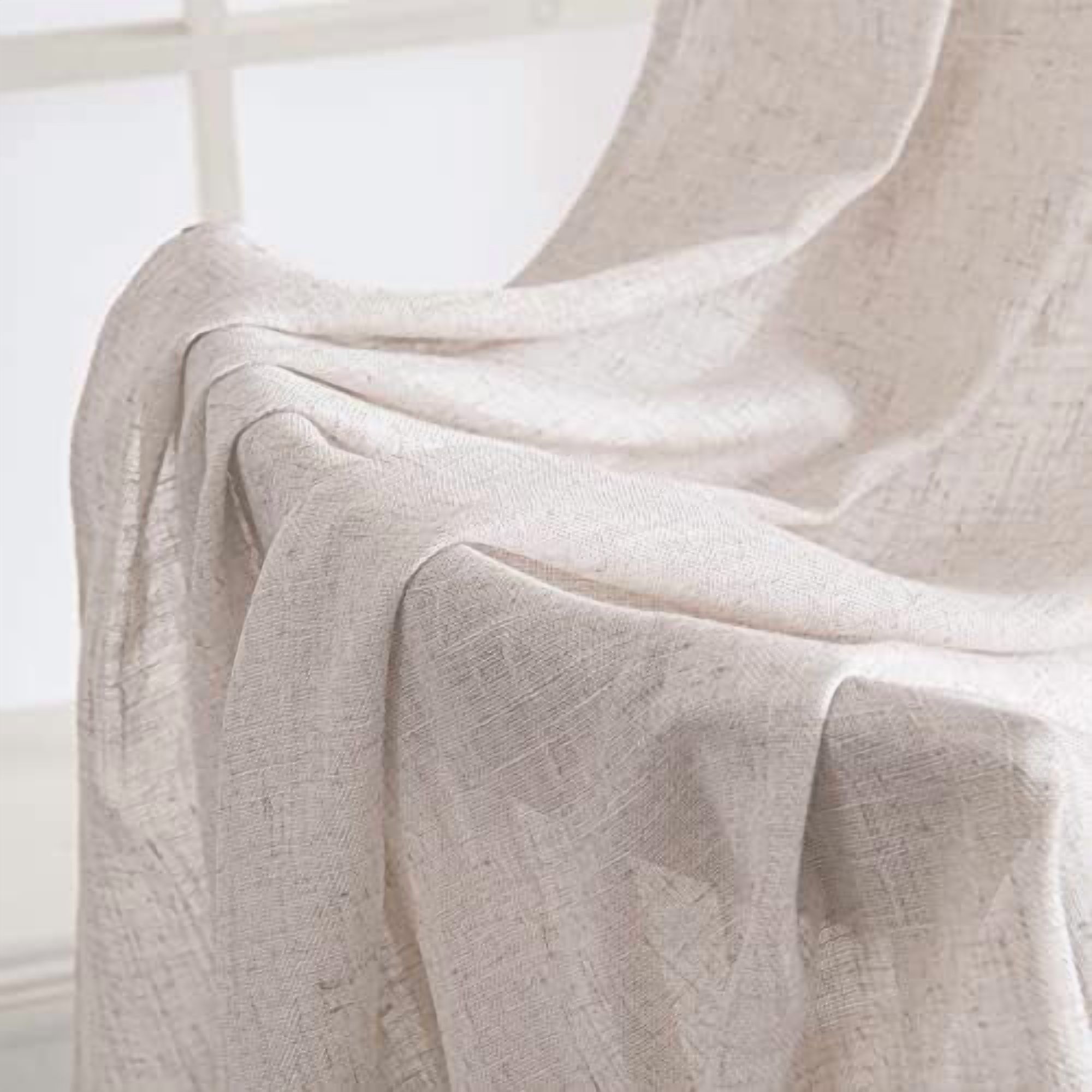 White Linen Curtains 108 Inches Long for Bedroom Living Room, Soft Thick Linen Textured Window Drapes Semi Sheer Light Filtering Rod Pocket Back Tab Burlap Look Farmhouse Decor, 2 Panels
