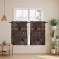 thumbnail image 2 of Japanese Style Kitchen Curtain for Berdoom Living Room Cafe 54 Inch Length, Farmhouse Brown Cat House Trees Flowers Tiers Curtains Light Filtering Drapes Window Treatment 2 Panels 52"Wx54"L, 2 of 8