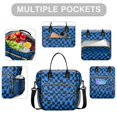 thumbnail image 2 of Blue and Black Wavy Checkered Pattern Insulated Leakproof Lunch Box for Women, Large Lunch Bag for Tween Teen Adult, Loncheras Para Mujer for Work Beach Travel Picnic Camping, 2 of 5