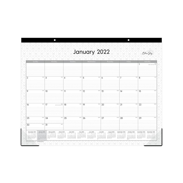 Blue Sky 2022 Monthly Desk Pad Calendar, 17" x 22", Trim Tape Binding