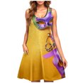 thumbnail image 2 of Dresses Under $10! Xqxayjr Mardi Gras Dresses with Pockets for Women Summer Casual Knee Length Trendy Graduation Dress Flowy Swing Carnival Parade Party Sleeveless Tshirt Spring Dresses, 2 of 5
