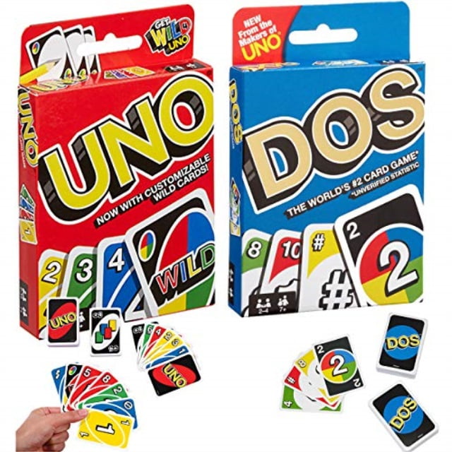 New Genuine 2x Mattel Uno Card Game Bundled with Dos Card Game Multicolor