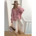 thumbnail image 5 of Women's Tie Front Bow Cardigan Sweaters Oversized Chunky Long Sleeve Open Front Knit Sweater Tops, 5 of 6