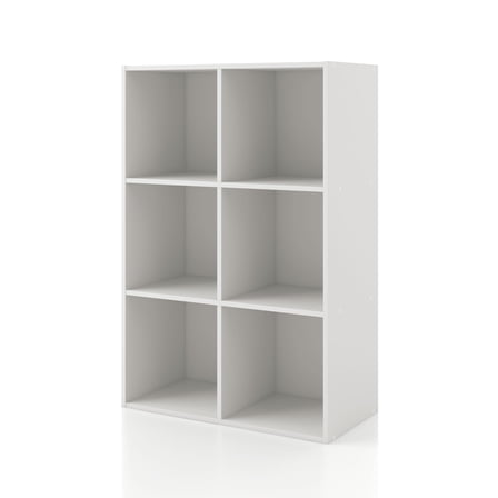 White Stackable Cube Storage Organizer, 6-Cube Bookshelf for Home Office & Dorm Room Decor