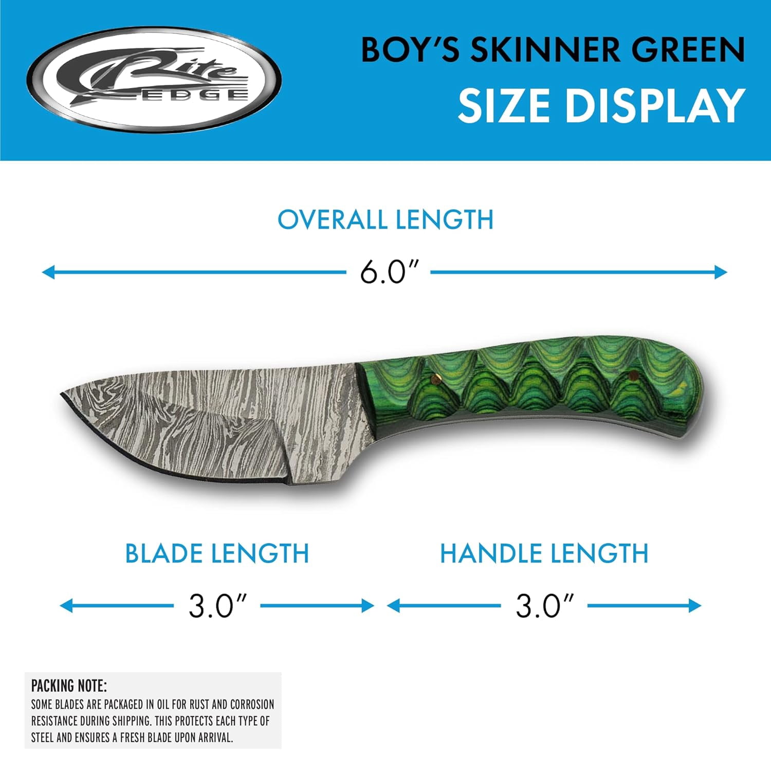 SANZ 6" Damascus Steel Outdoor Utility Knife with Green Pakkawood Handle and Leather Sheath