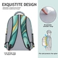 thumbnail image 5 of Teal Gold Marble Backpack for School,Cute School Bag,Schoolbag with Adjustable Shoulder Straps & Padded Back,15.3"x11"x6.7", 5 of 6