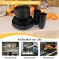thumbnail image 4 of 16-Piece Plastic Wheat Straw Dinnerware Set,Dish Set for 4 Salad Plates,Cereal Bowls,and Cups Set,Unbreakable and Lightweight,Microwave & Dishwasher Safe,Black, 4 of 8