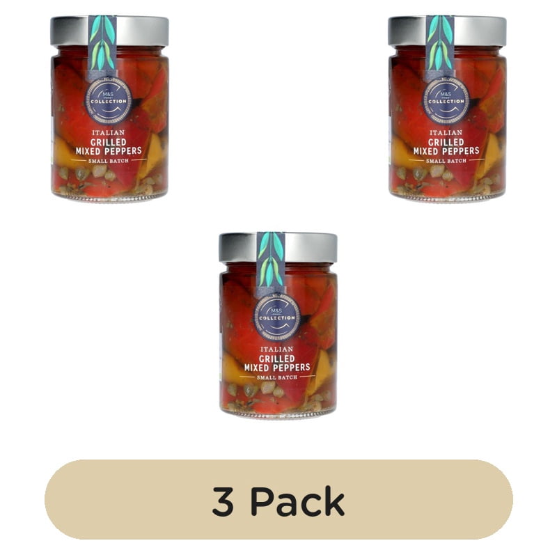 M&S Collection Grilled Mixed Peppers 190g, British Import (Pack of 3)