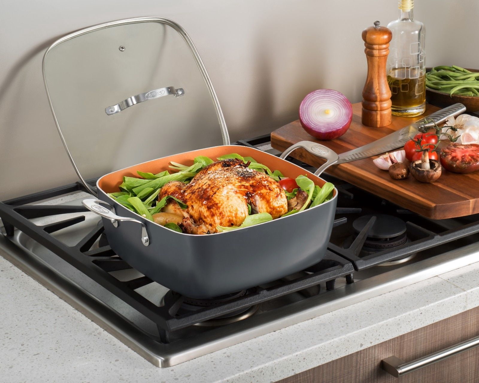Gotham Steel Nonstick Pots and Pans 20 Piece Kitchen Ceramic Cookware Set Bakeware Cooking Frying Skillet Sauce Pan Gray