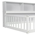 thumbnail image 2 of Noble House Lester Twin Size Floor Bed, Pine Wood Frame with Side Bookcase, Shelves, and Guardrails for Kids, White, 2 of 11