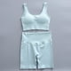 thumbnail image 2 of Conjunto de 2 piezas acanalado para mujer, conjunto de Top corto, ropa deportiva sin costuras para correr, traje deportivo y Top, pantalones cortos de gimnasio para Fitness de cintura alta para mujer, 2 of 5