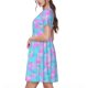 thumbnail image 2 of Balery Purple Dragon Scales Vestidos sueltos de manga corta para mujer, vestidos de verano 2025, vestidos casuales de corte A con vuelo., 2 of 6